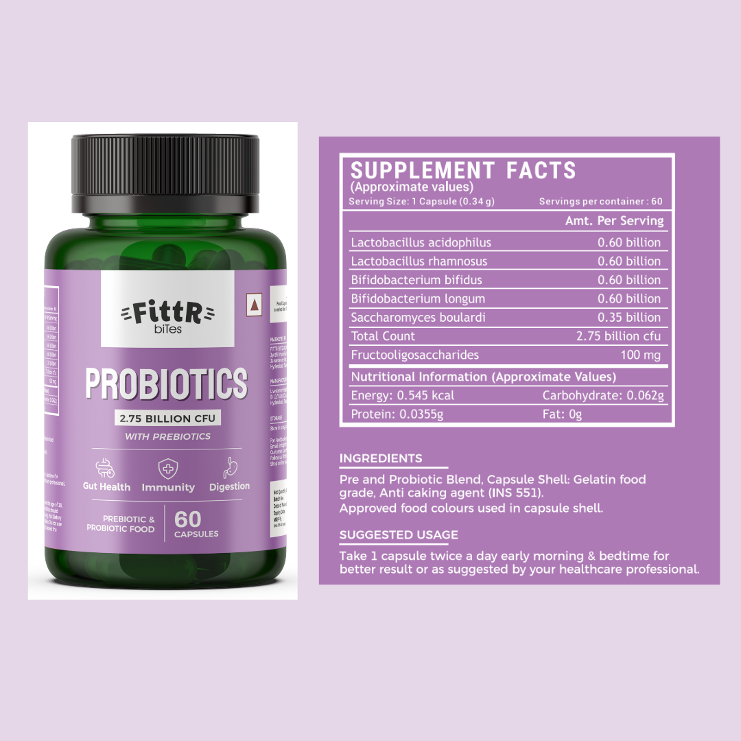 Supplement Facts Panel – 2.75 Billion CFU Per Serving with Prebiotic Fiber