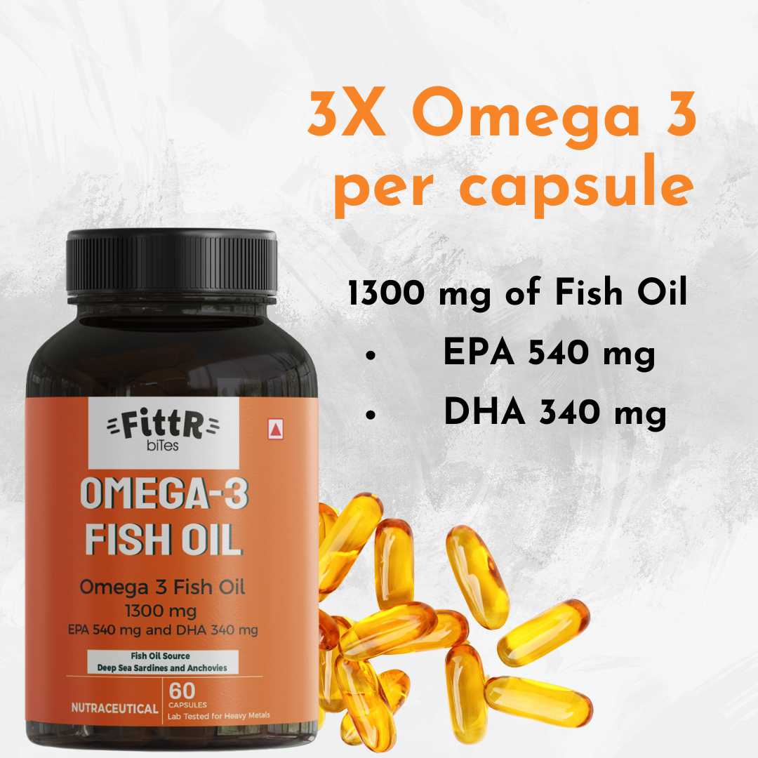 "Fittr Bites Omega-3 Fish Oil 1300mg Bottle