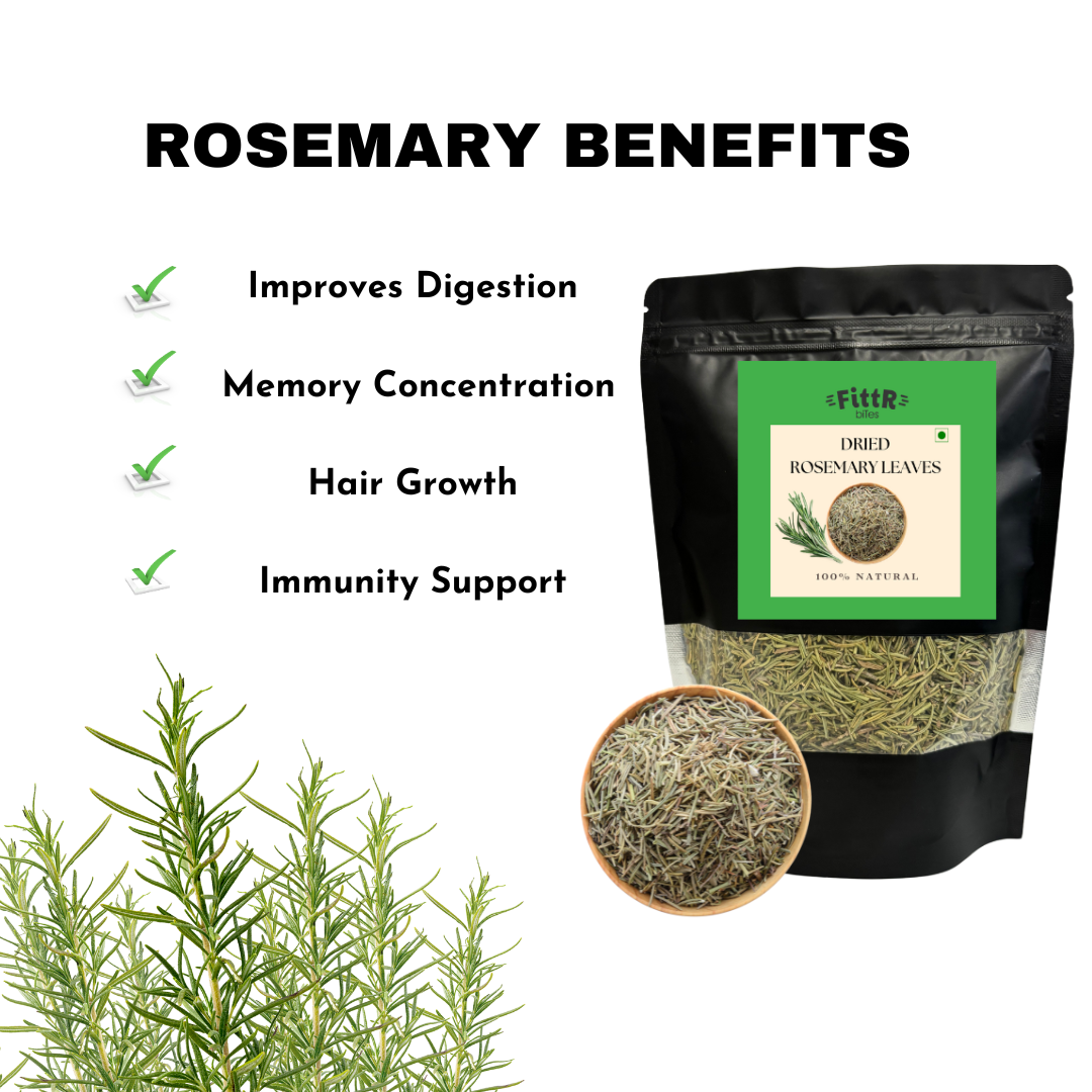 Benefits of FittR Bites Dried Rosemary Leaves – Supports Hair Growth, Digestion, and Enhances Flavor